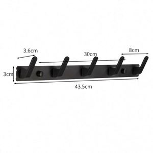 WEKIS Porte-manteau mural décoratif noir en métal à 5 crochets, auto-adhésif, écologique, pour salon, armoire, vêtements, manteaux - Product Image 2