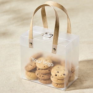 Boîte en PET transparente de qualité supérieure, personnalisée et imprimée, avec poignée, pour l'emballage de biscuits, de bonbons et d'aliments, faible MOQ - Product Image 1