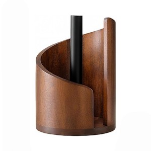 Wooden Tissue Holder Circular Brown Minimalist Design Free <b>Standing</b> Paper Holder for Home Living Room Bedroom Desktop Use - Product Image 1