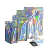 Sacs en mylar cosmétiques holographiques laser à fermeture éclair refermable personnalisés pochettes d'emballage de fard à paupières holographiques en plastique