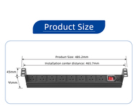 Unité de distribution d'alimentation (PDU) 2U pour montage en rack, 10 prises, indicateur de surcharge, 10A/15A 250V AC, ignifuge, centre de données
