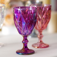 Nouveau Style coloré arc-en-ciel couleur verrerie gobelets Vintage verre vin gobelets en relief couleur verres à pied pour mariage