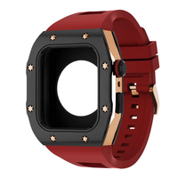 Cadre de boîtier de montre en acier inoxydable avec boucle à ardillon intégrée Trendybay, bracelet de montre en silicone respirant pour Apple 44 mm 45 mm