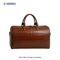 Sac de week-end personnalisé avec logo, petit MOQ 50 pièces, motif crocodile marron, sac de voyage grande capacité en cuir pour marques en ligne