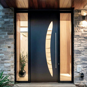 Porte d'entrée de villa moderne avec panneaux en alliage d'aluminium et en verre, isolation thermique, garantie 5 ans - Product Image 1