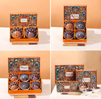 Lot de 4 mini-bols en céramique de 4,5 pouces, style bohème coréen, écologiques et personnalisables, en coffret cadeau, pour cadeaux d'affaires, durables