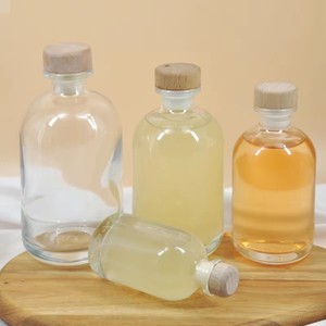 Bouteille en verre transparente de 250 ml, 350 ml, 500 ml pour vin de fruits, vin de framboise, vinaigre, bouteille vide pour vin glacé avec bouchon en bois - Product Image 2