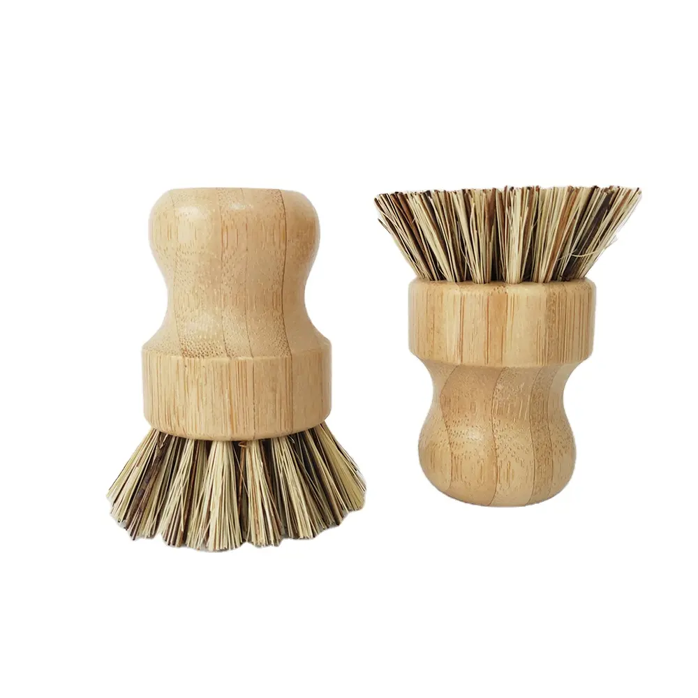 Spazzola per pentole Mini Scrub personalizzata all'ingrosso cucina verdura pulizia domestica spazzola per piatti in bambù biodegradabile ecologica