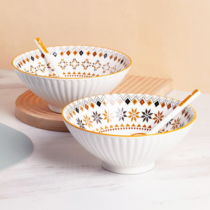 Porcelain Ceramic Tableware Bowl Dish <b>Set</b> Includes Soup Bamboo Hat Salad Bowl Dinner Plates <b>for</b> Home <b>Dinnerware</b> <b>Sets</b> - Product Image 5