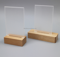 Présentoir double face personnalisé en acrylique pour dessus de table, cadre de menu, affiche pour menu avec base en bois, mini support en forme de T, tableau de menu