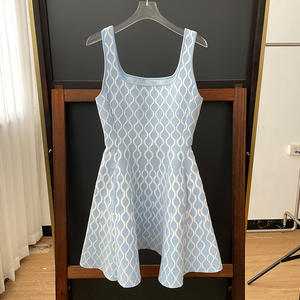 KD2260 Abito Slip di Alta Qualità, Elegante <span class=keywords><strong>Vestito</strong></span> <span class=keywords><strong>in</strong></span> <span class=keywords><strong>Maglia</strong></span> per Donne, Raffinato Abito <span class=keywords><strong>Blu</strong></span> Senza Maniche a Lunghezza Corta - Product Image 2