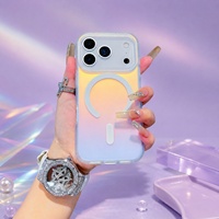 Coque de téléphone magnétique irisée en PC pour iPhone personnalisée