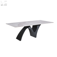 Table de salle à manger moderne nordique de luxe, 4 places, table de salle à manger rectangulaire en pierre frittée de luxe, simple et haut de gamme, plateau en marbre
