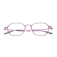 Montures de lunettes polygonales modernes et minimalistes en titane violet OEM ODM, montures optiques, montures de lunettes tendance pour femmes Gregory Nano