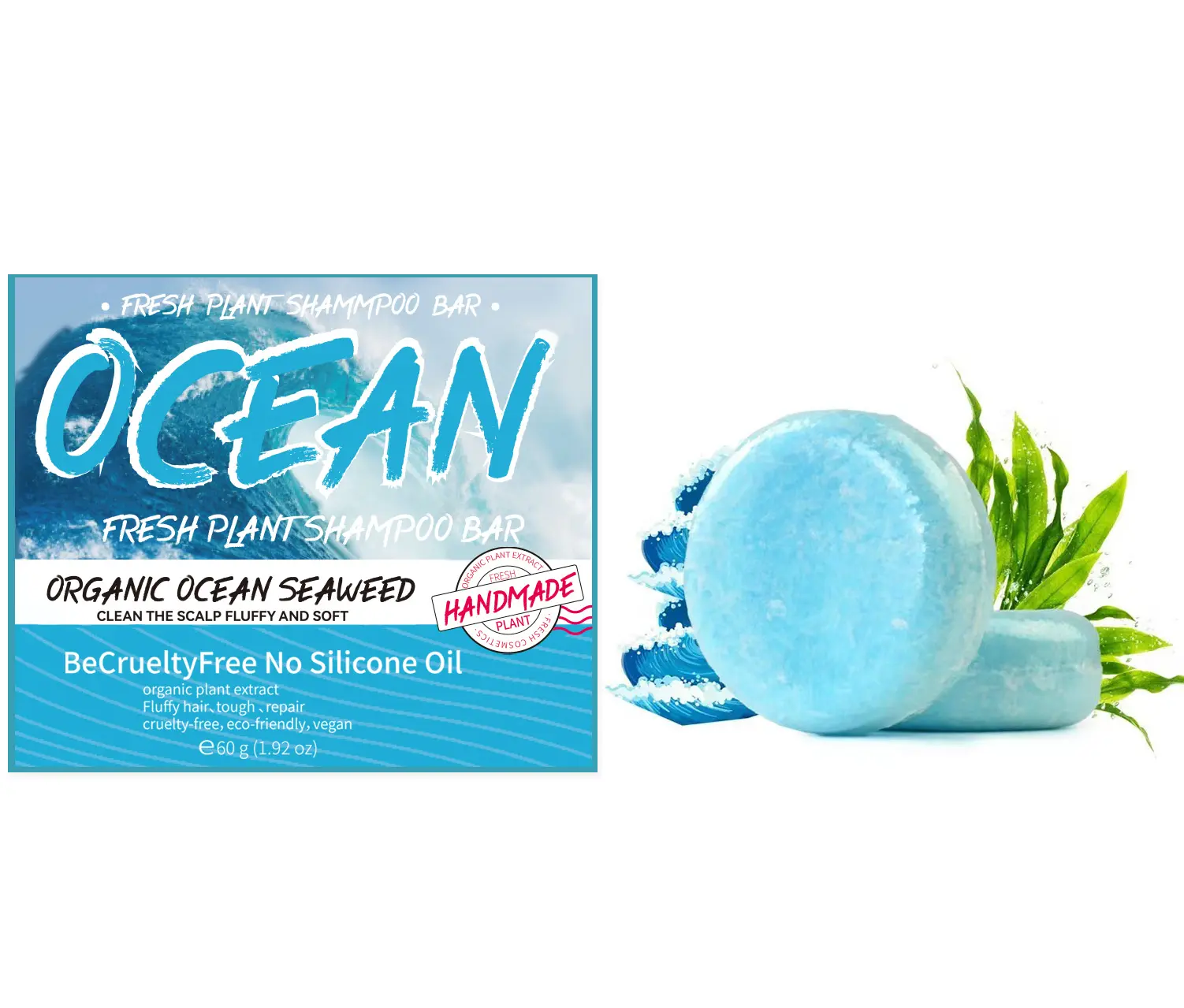 Ready to Ship Organic Herbal Handmade Shampoo Bar Soap Resh Plant Extract Ocean Shampoo Oil Control Growth Anti Off