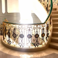 Nouvelle rampe d'escalier de villa de style chinois, garde-corps d'escalier de style maison individuelle, clôture sculptée en cuivre, fixation au sol