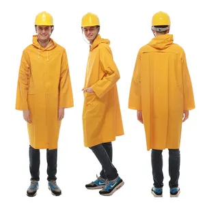 定制商标印花长可重复使用防水涤纶PVC雨衣雨衣男士雨衣