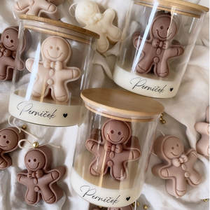 Nueva llegada logotipo personalizado lindos pequeños regalos de Navidad 2025 hombre de jengibre aroma de Chocolate velas perfumadas de lujo únicas para la venta - Product Image 5