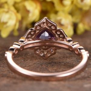 แหวนเงินแท้ 925 ประดับพลอยแอมะทิสต์ทรงคุชชั่น ดีไซน์ทันสมัย เหมาะสำหรับเป็นแหวนหมั้น - Product Image 3