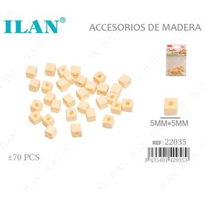 Perline quadrate in legno Ilan 5x5mm per artigianato e creazione di gioielli - Product Image 1