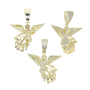 แฟชั่นแวววาวผู้ชายเด็ก<span class=keywords><strong>ชาย</strong></span>ศาสนาฮิปฮอปเครื่องประดับ5A สร้อยคอจี้ปีศาจ CZ - Product Image 3