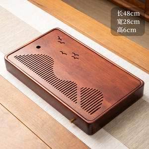Bandeja rectangular minimalista de estilo japonés para almacenamiento de agua, mesa de té seco para el hogar, bandeja de té de bambú con drenaje, pequeña bandeja seca. - Product Image 3