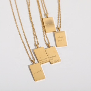 Personalizzato inciso amato magic darling ciondolo geometrico in acciaio inossidabile 18k PVD placcato oro collana a catena a maglia regalo di gioielli da donna - Product Image 5