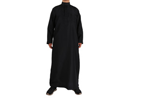 Vente en gros de robes traditionnelles musulmanes pour hommes, couleur unie, style Moyen-Orient, Dubaï, Daffah Thobe, Abaya, vêtements islamiques - Product Image 2