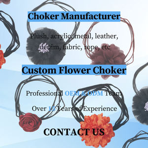 قلادة زهور أنيقة طويلة من المخمل مع حجر الراين للنساء، مجوهرات للحفلات باللون الأحمر والأرجواني مع لؤلؤ - Product Image 1