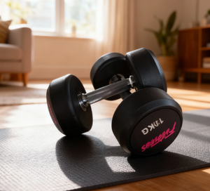 Haltères lourds de 10 kg et 25 kg pour salle de sport commerciale, haltères en caoutchouc noir recouverts de PU pour l'entraînement des bras - Product Image 2