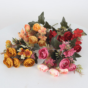 Bouquet de fleurs artificielles de camélia Jessie 28cm, fleurs en soie rouge pour décorations de maison et de mariage - Product Image 2