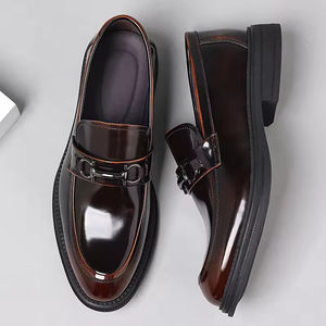 Chaussures Oxford de mariage pour hommes en cuir véritable, style italien haut de gamme, faites à la main, à enfiler, brodées, avec embout en acier, collection automne - Product Image 2
