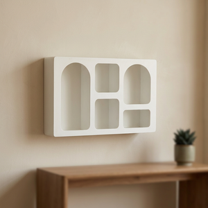 Estante Flotante Moderno de Pared con 5 Compartimentos Geométricos, Diseño Minimalista para Almacenamiento en Oficina en Casa o Sala de Estar - Product Image 1