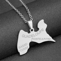 Guadeloupe Carte Caraïbes Cadeaux Décoration Collier Bijoux Accessoire Guadeloupe Drapeau Pendentif Bijoux Métal Souvenir Guadeloupe