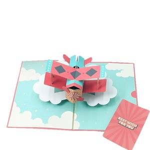 Tarjeta de Felicitación 3D Pop-Up al por Mayor con Tarjeta de Notas en Blanco, Sobre, Impresión Personalizada en Papel, Impresión UV con Molde de Avión, Estampado Dorado - Product Image 6