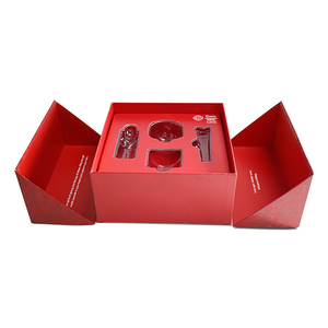 Cajas de Regalo de Cartón Rojo de Lujo en Oferta, con Dos Puertas Magnéticas, Forro de Esponja Personalizado para Festivales, con Inserto de Blíster UV - Product Image 1