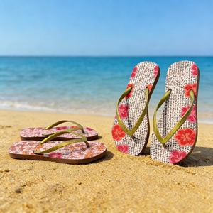 Chanclas rosas al por mayor, parte superior de PVC, chanclas de plataforma con suela de PE para verano y playa, estilo tropical para mujer - Product Image 3