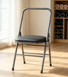 <span class=keywords><strong>Sedia</strong></span> Ausiliaria Pieghevole per Yoga con Telaio in Metallo e Seduta Imbottita in PU, Supporto per Pratica Yoga in Studio e a Casa - Product Image 5
