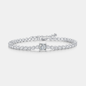 Bracelets en argent de gros pour femmes et hommes, bijoux fantaisie, avec moissanite taille princesse carrée de 5,5 mm et chaîne d'extension d'amitié - Product Image 1