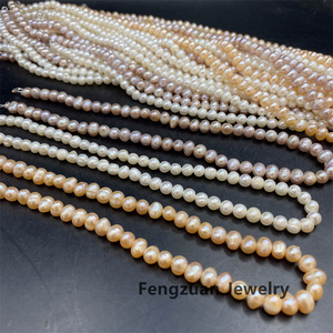 สร้อยคอไข่มุกน้ำจืดเงินแท้ 925 ขนาด 6-7 มม. ไข่มุกทรงกลมมันวาวสูงสำหรับผู้หญิงผู้ชาย ขายส่ง - Product Image 6