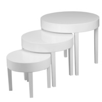 Nid de 3 Tables Table basse gigogne blanche en bois brillant Salon multifonctionnel