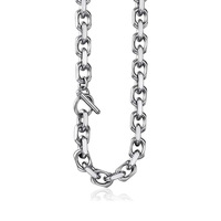 Collier chaîne à maillons en O en acier inoxydable poli à bord plat pour hommes, accessoires anti-ternissement avec fermoir à bascule, vente en gros