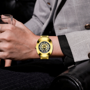 Mens Skeleton Style Quartz Wristwatch Steel Bracelet Hollow Dial Fashion Mechanical Look Timepiece - Product Image 6