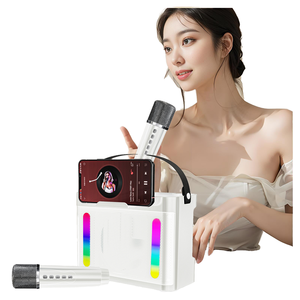 เครื่องคาราโอเกะ 2 ไมโครโฟนไร้สาย UHF ลำโพงคาราโอเกะแบบพกพา บลูทูธ ระบบลำโพงสำหรับร้องเพลง พร้อมไฟ LED สำหรับใช้ในบ้าน - Product Image 2