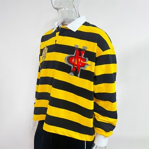 Camiseta de Rugby Personalizada con Bordado de Logotipo y Rayas, 100% Algodón, Manga Larga, Estilo Polo - Product Image 2