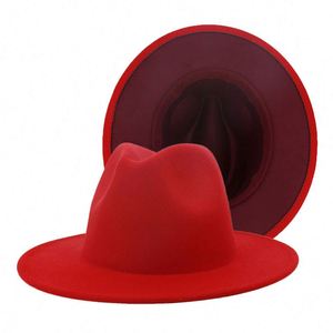 Chapeaux Fedora Femme en Gros 2022 Nouveaux Chapeaux Fedora Designer en Laine à Large Bord Bicolores pour Hommes et Femmes - Product Image 2