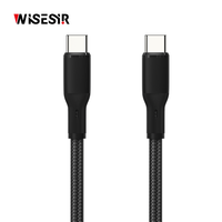 Câble de charge rapide USB 3.0 Type-C PD double port 3A personnalisable 1m 60W WISESIR pour iPhone 15/16/17, ordinateur et écouteurs