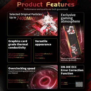 Thiết kế mới RGB tản nhiệt chơi game 5600/6000MHz Bộ nhớ ánh sáng 32GB PC <span class=keywords><strong>RAM</strong></span> DDR4 DDR5 16GB tốc độ cao ECC hiệu suất cho máy tính để bàn - Product Image 4