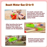 Jouet de plage 2 en 1, pistolet à eau, pelle, râteau, combo pour enfants, outil de jeu dans le sable et l'eau, jouet interactif pour la plage et la piscine, cadeau d'été pour l'extérieur
