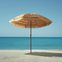 Parasol de Jardin Pliant en Polyester Effet Chaume, Design Champêtre, Résistant au Vent et à la Pluie, Idéal pour Plage, Cour ou Villa